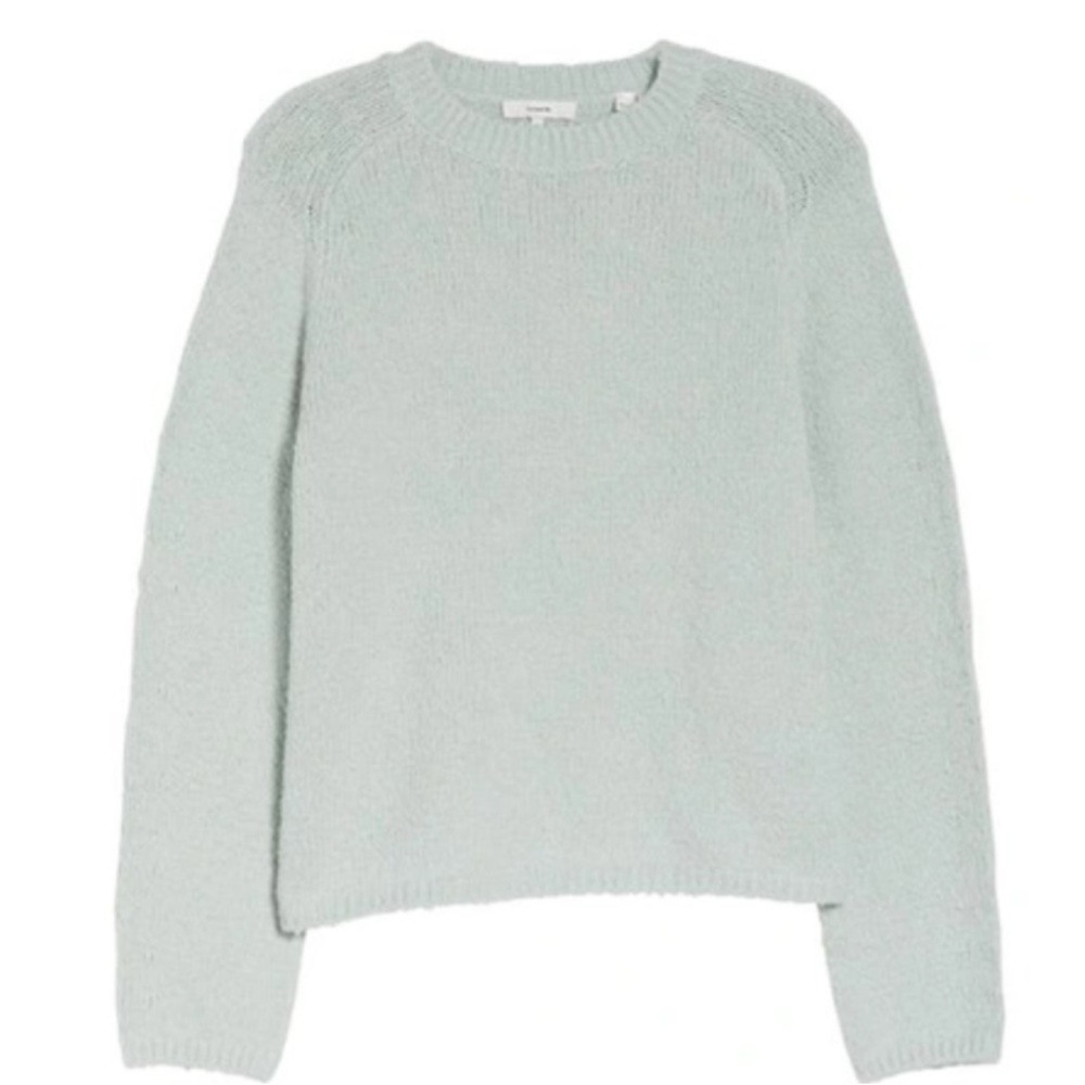 Vince Pebbled Organic Cotton Blend Crewneck Sweater Mint